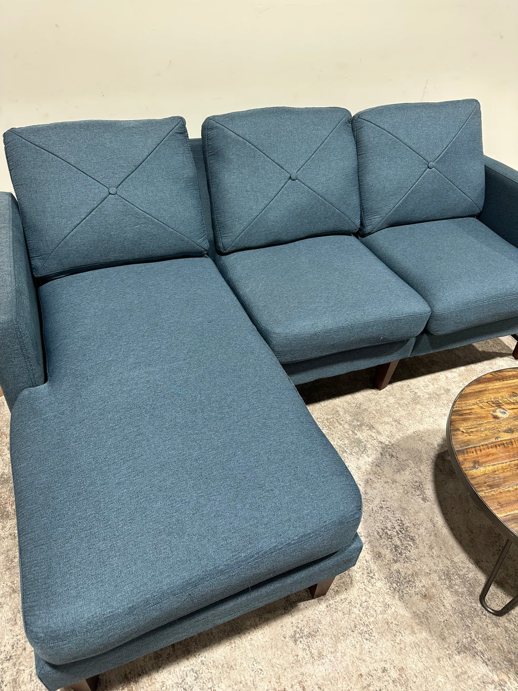 Blue Reversible Sofa w/ Ottoman