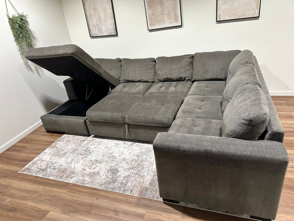 Dark Gray/Green Sleeper Sectional
