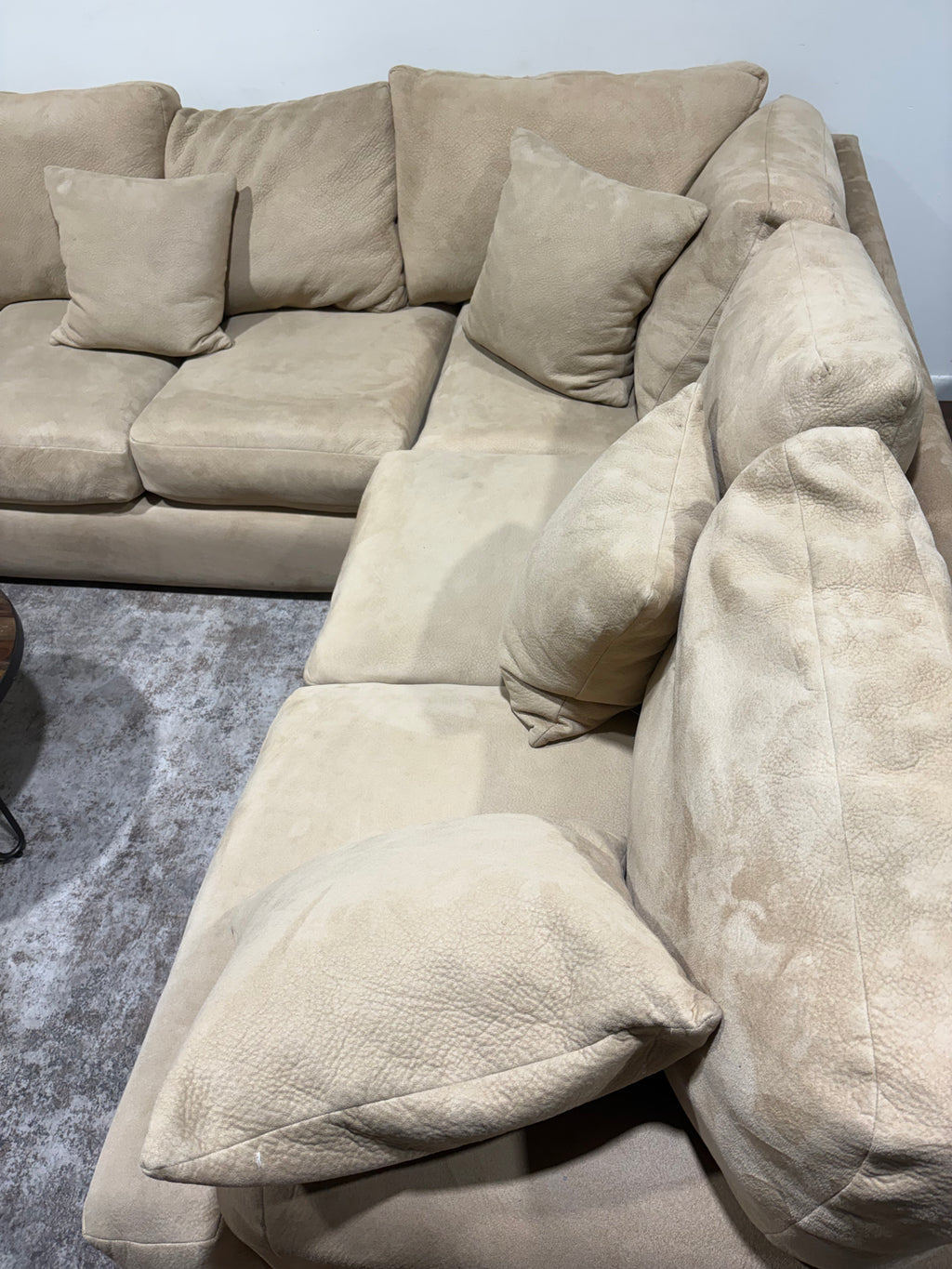 Beige U-Shaped Family Sectional with Down Cushions