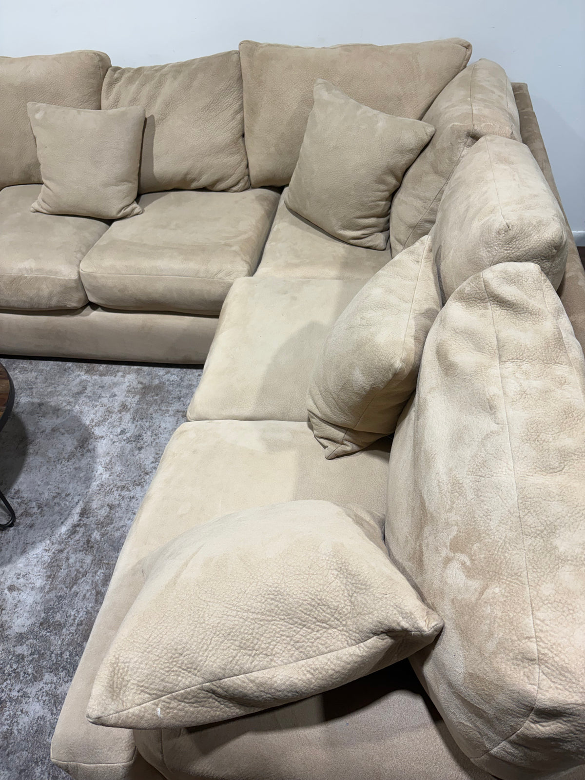 Beige U-Shaped Family Sectional with Down Cushions