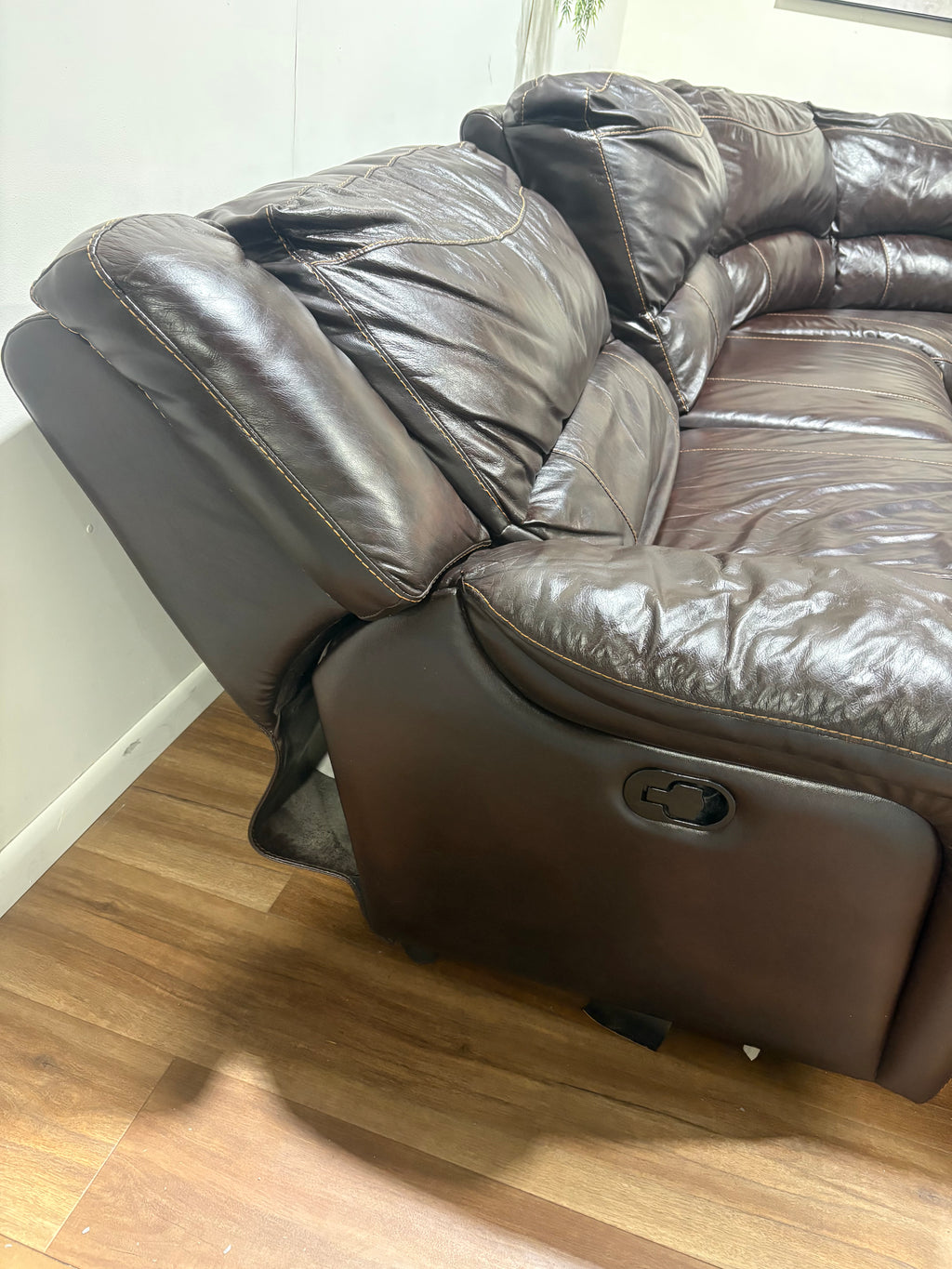 Dark Brown Faux Leather Reclining Sectional