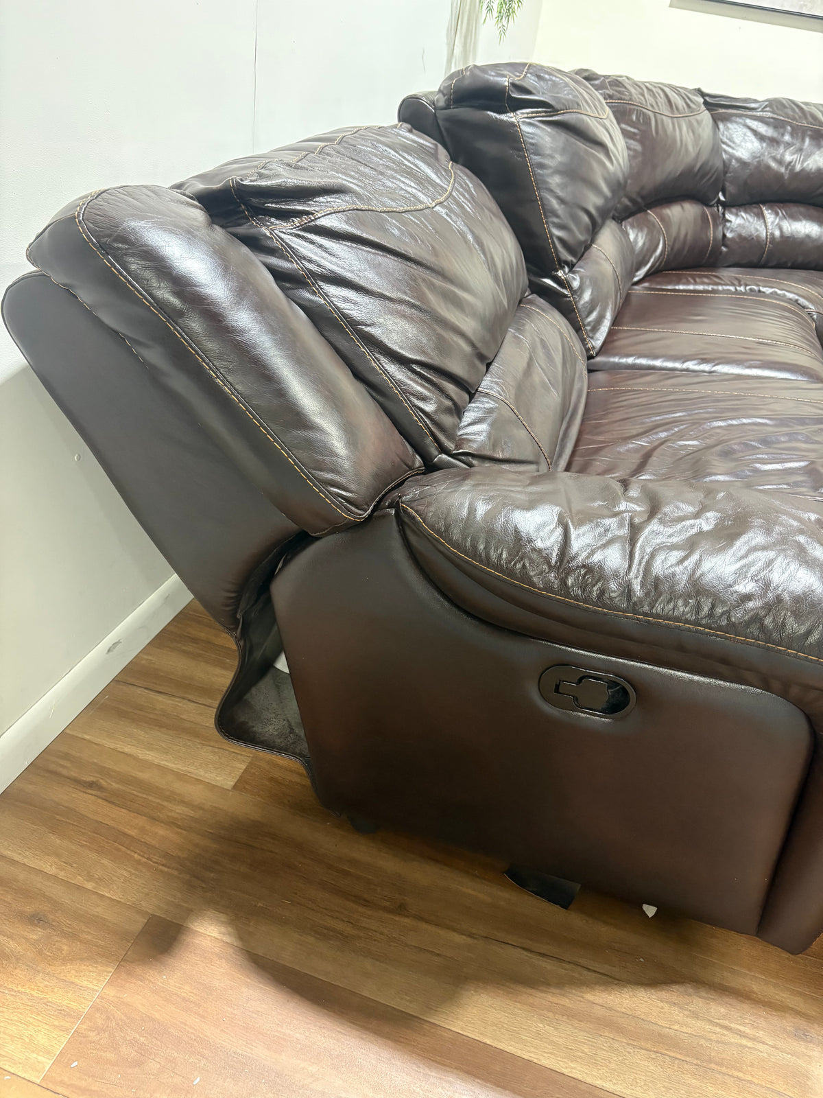 Dark Brown Faux Leather Reclining Sectional
