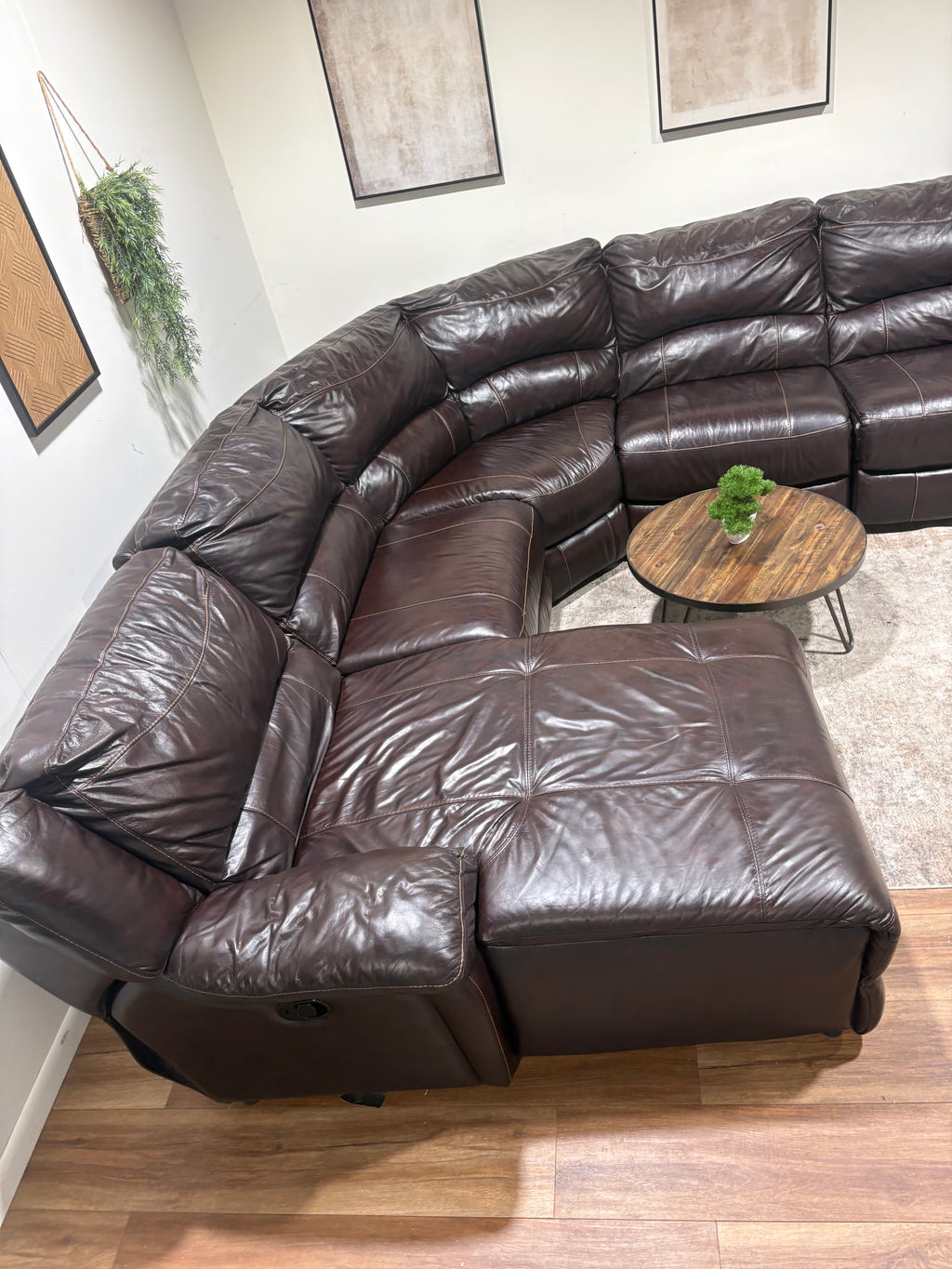 Dark Brown Faux Leather Reclining Sectional