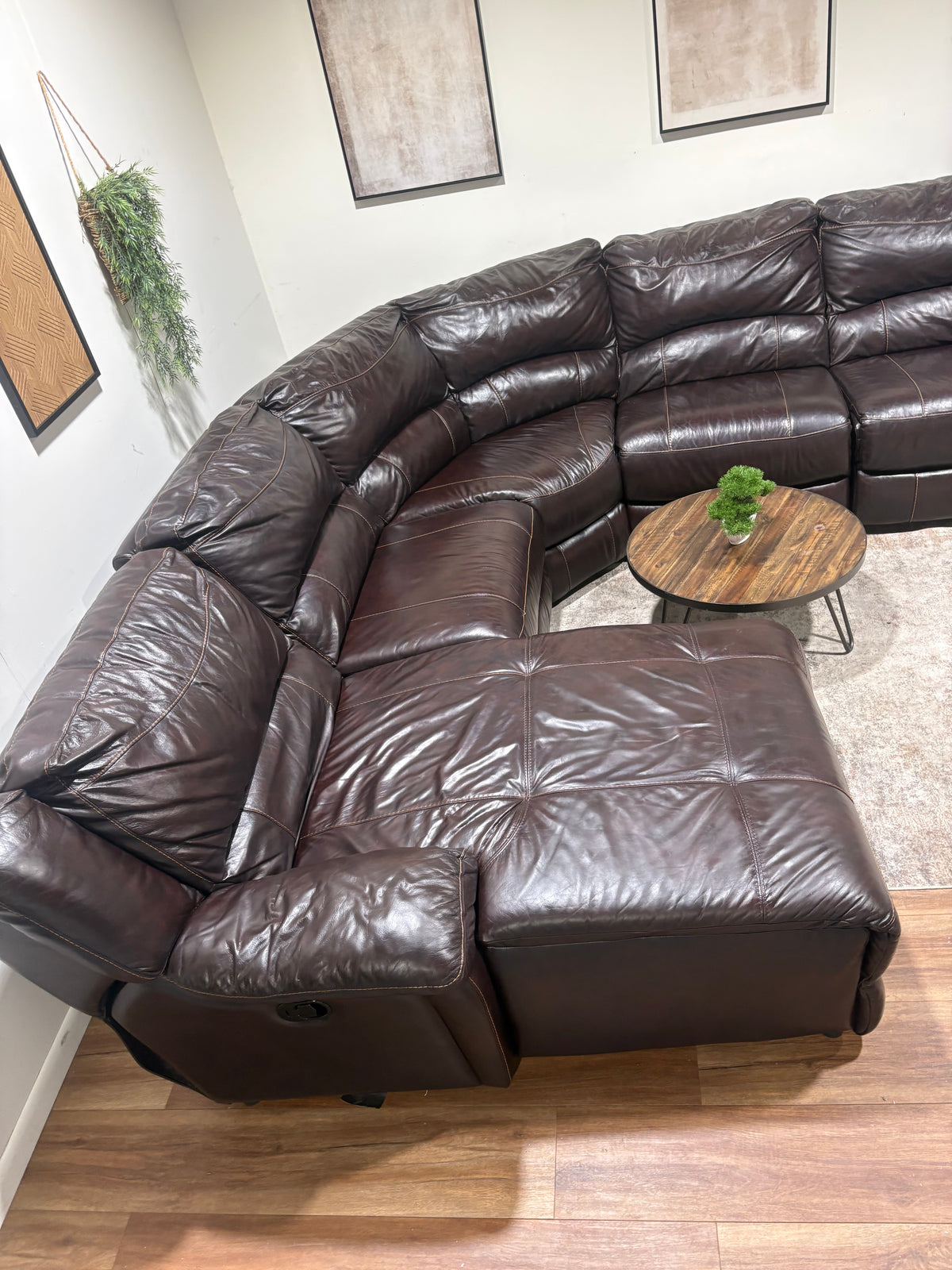 Dark Brown Faux Leather Reclining Sectional