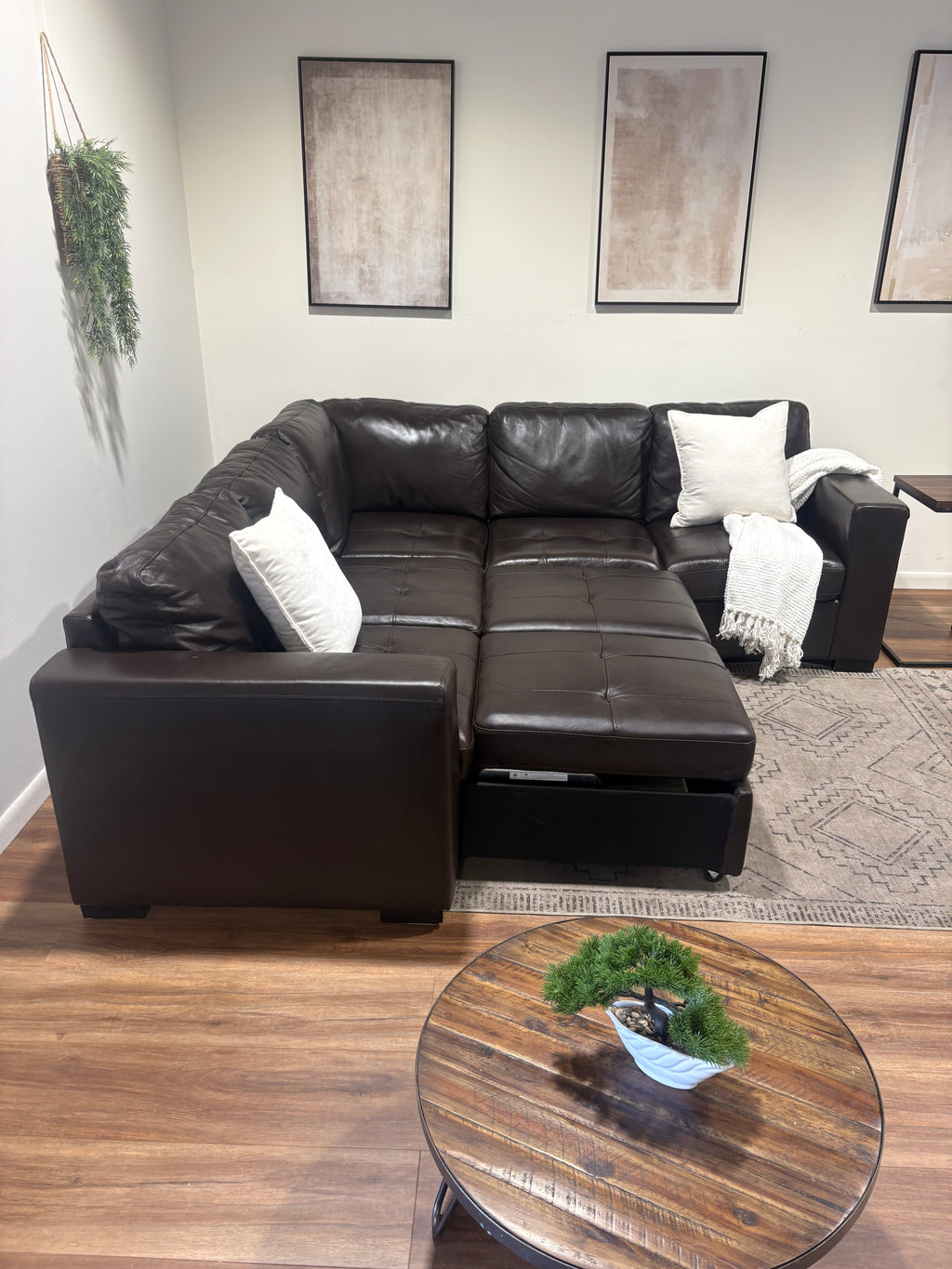 Faux Leather Sleeper Sectional