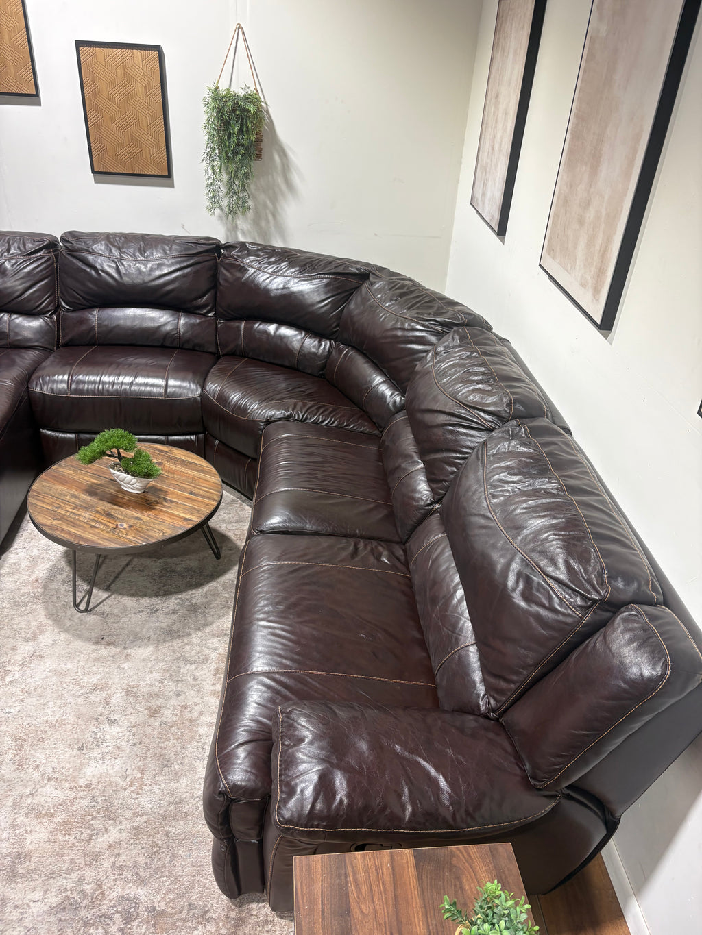 Dark Brown Faux Leather Reclining Sectional