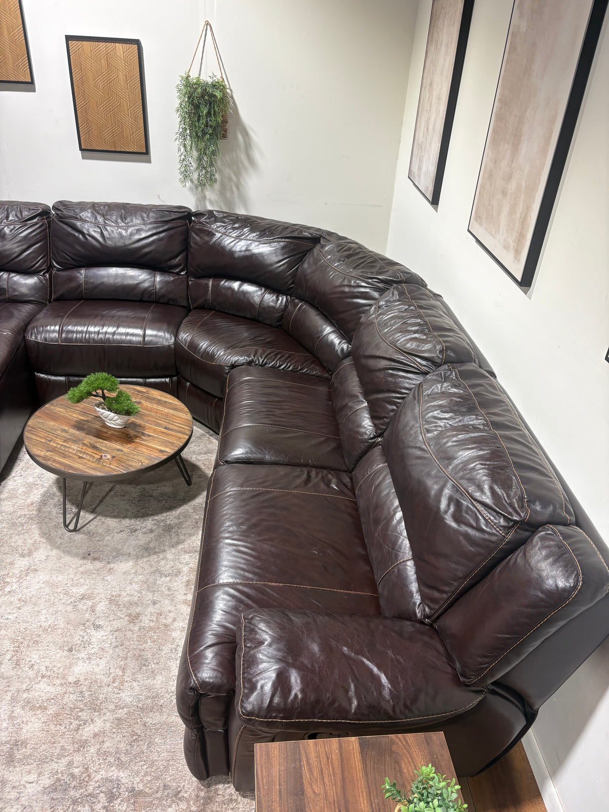 Dark Brown Faux Leather Reclining Sectional