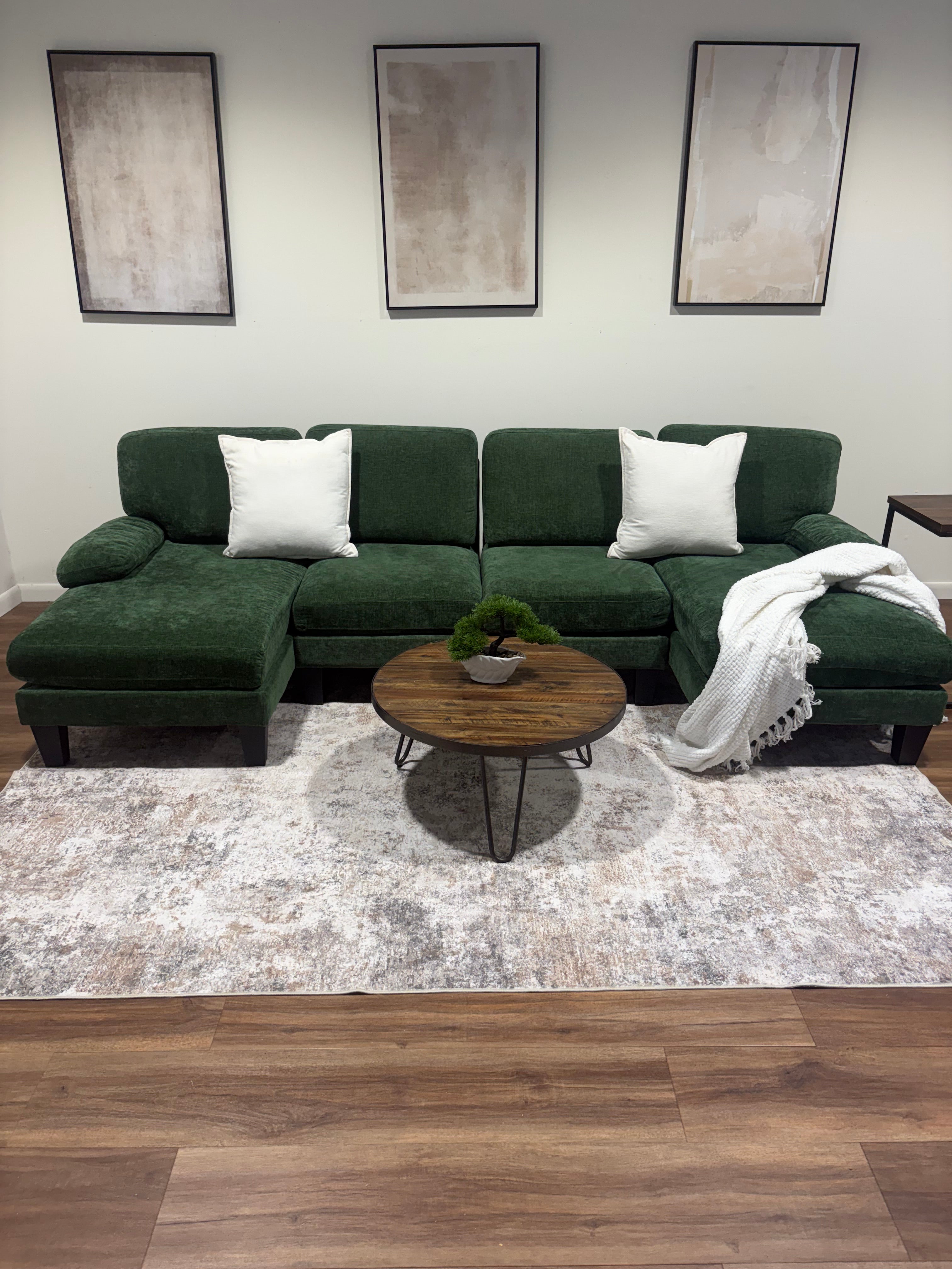 Green Velvet Sectional