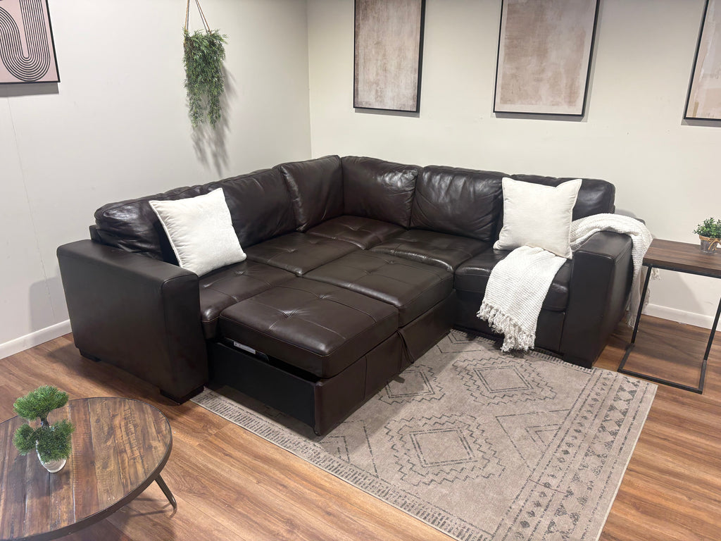 Faux Leather Sleeper Sectional