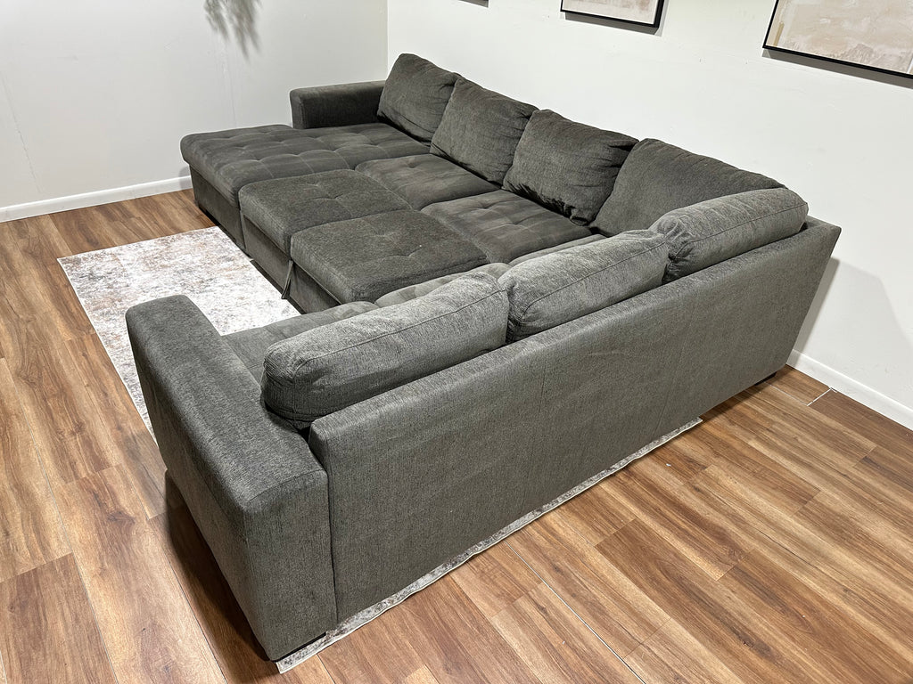 Dark Gray/Green Sleeper Sectional