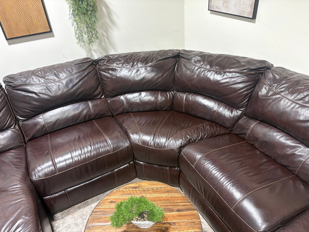 Dark Brown Faux Leather Reclining Sectional