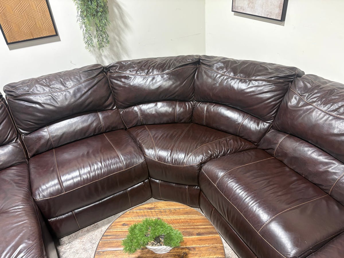 Dark Brown Faux Leather Reclining Sectional