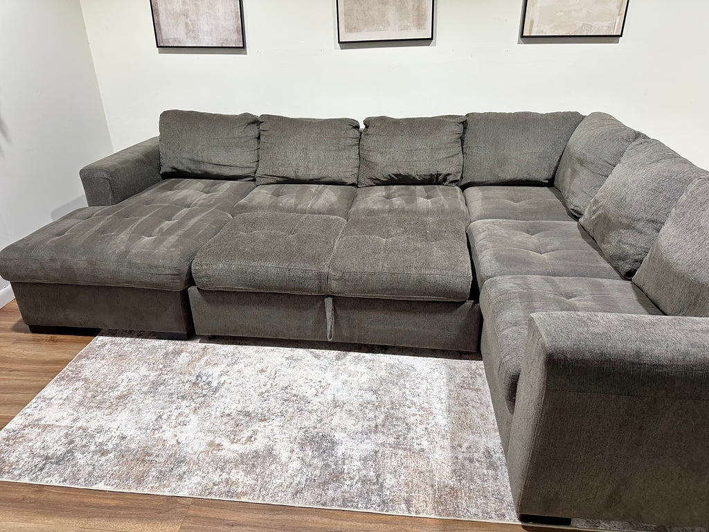 Dark Gray/Green Sleeper Sectional