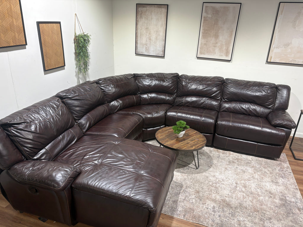 Dark Brown Faux Leather Reclining Sectional