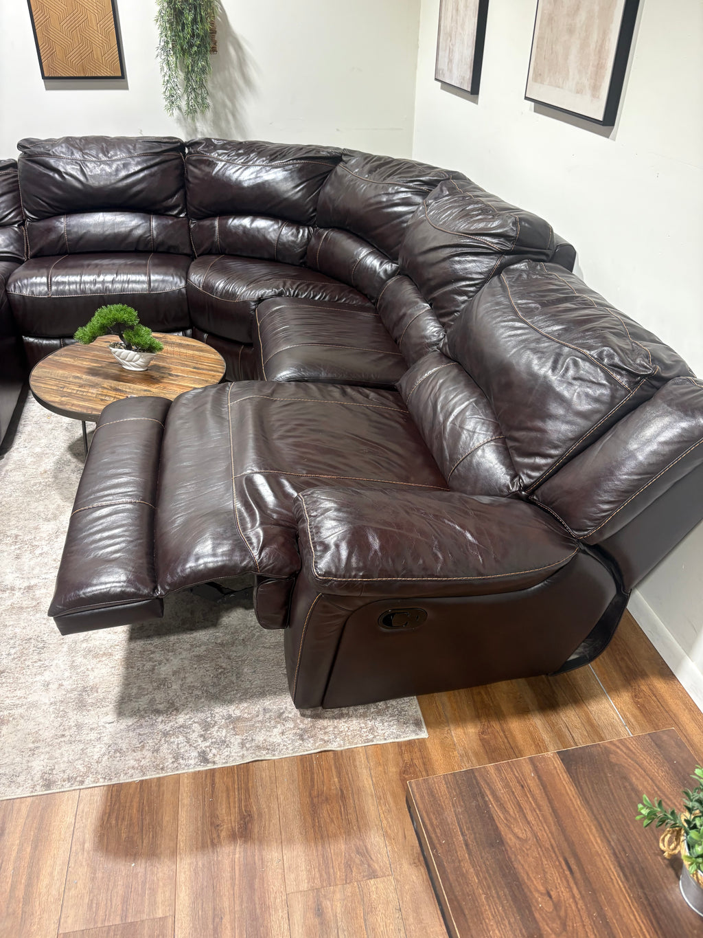 Dark Brown Faux Leather Reclining Sectional