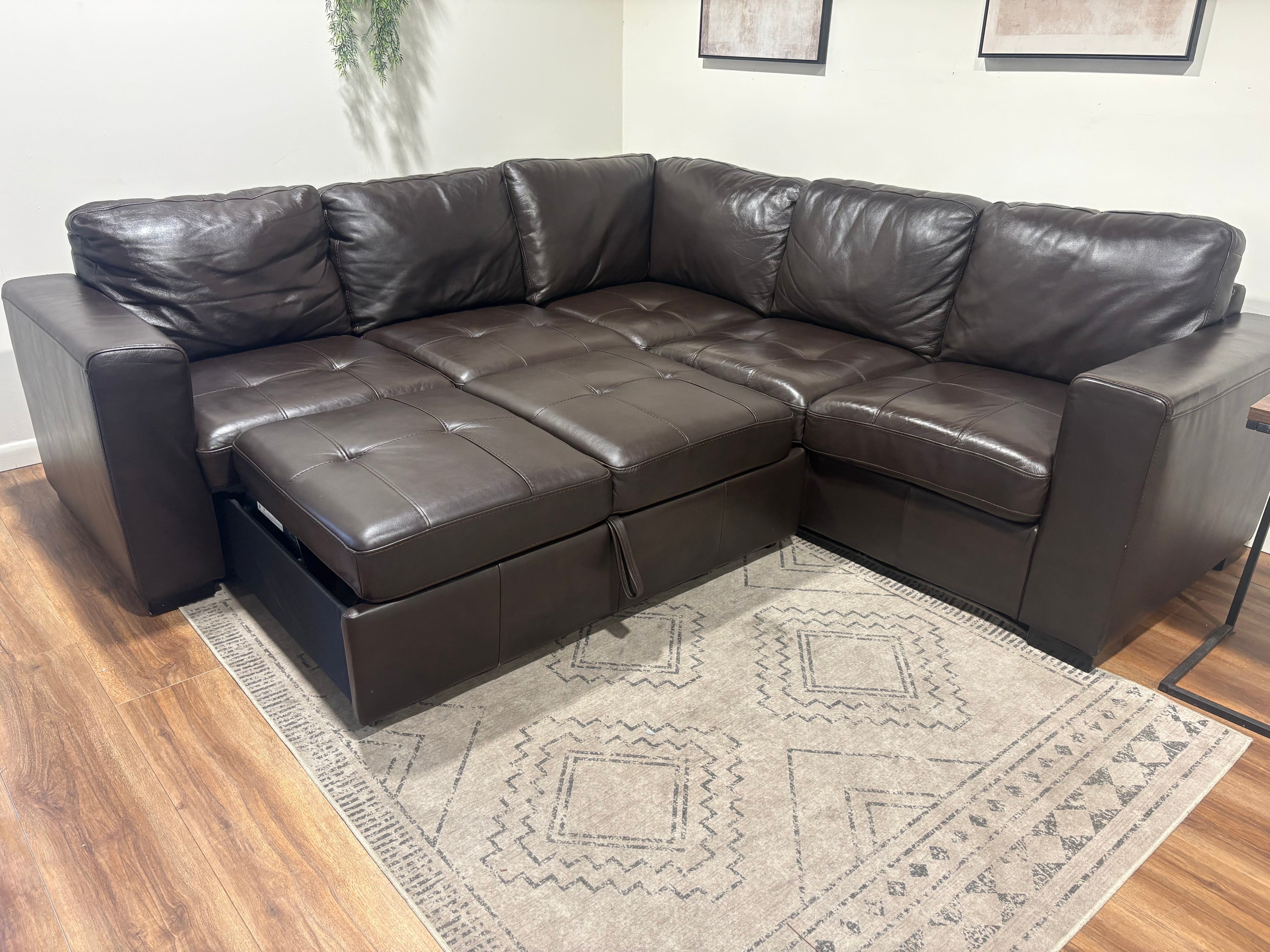 Faux Leather Sleeper Sectional