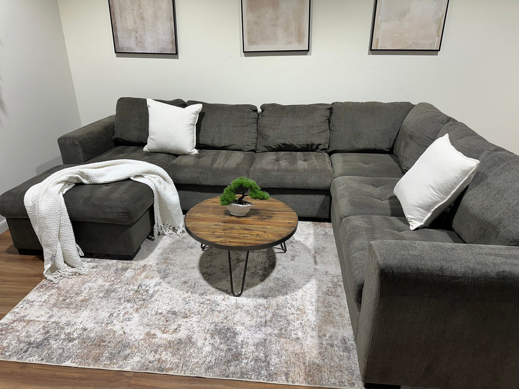 Dark Gray/Green Sleeper Sectional
