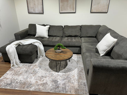 Dark Gray/Green Sleeper Sectional