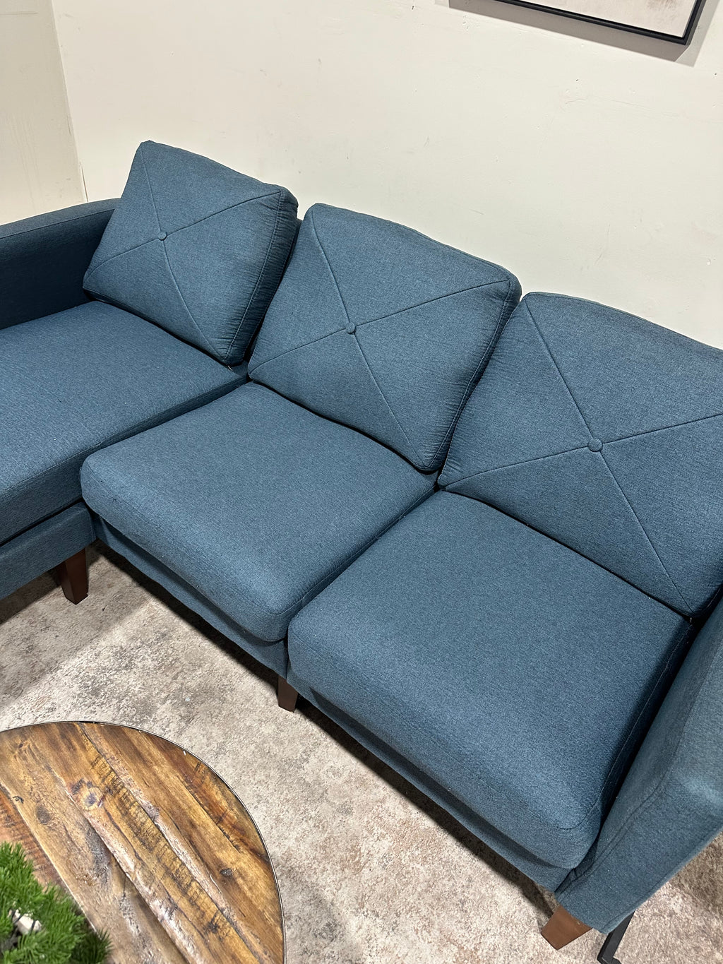 Blue Reversible Sofa w/ Ottoman