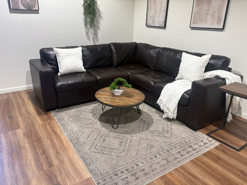Faux Leather Sleeper Sectional