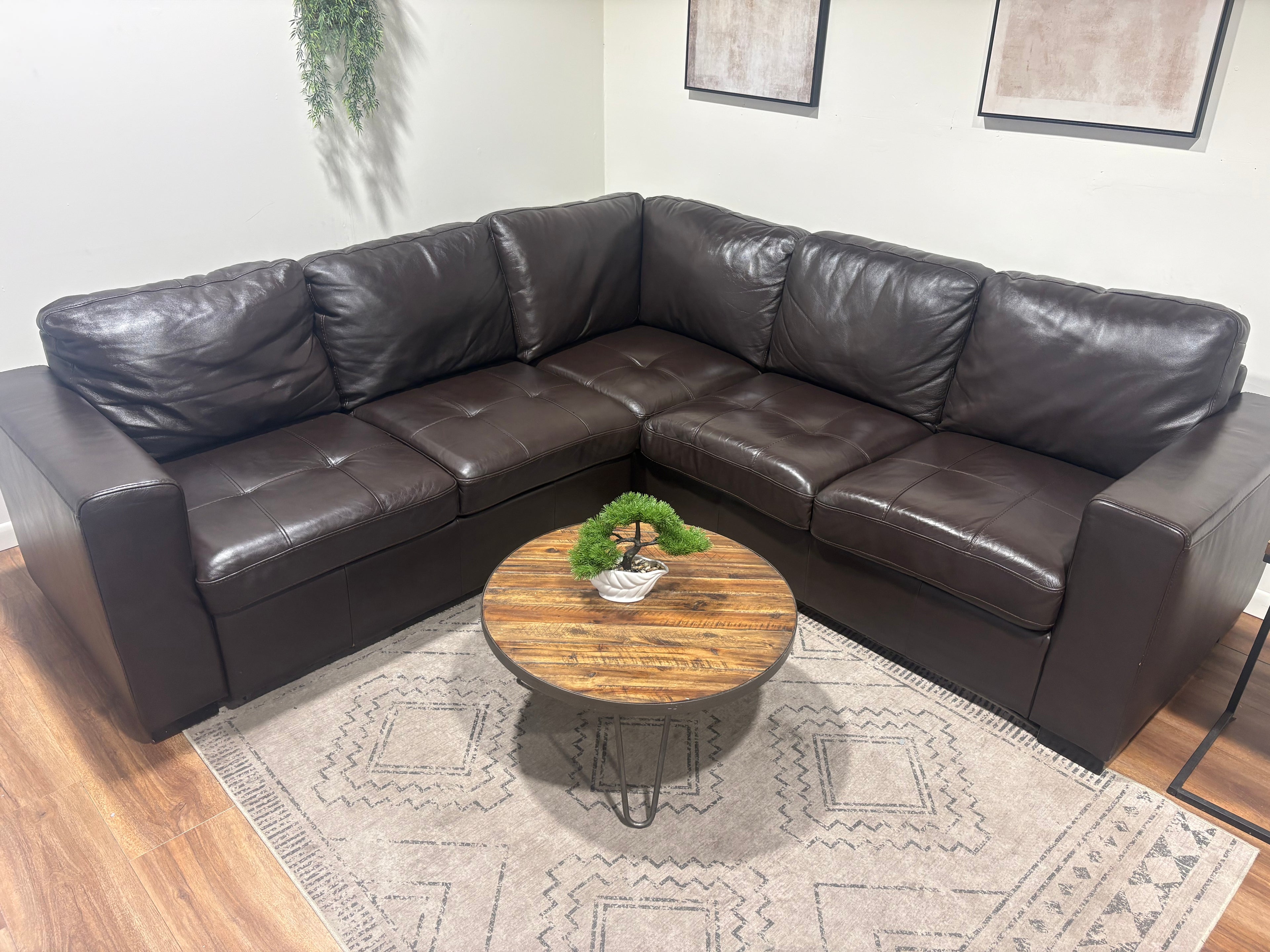 Faux Leather Sleeper Sectional