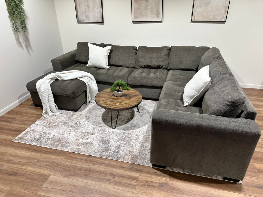 Dark Gray/Green Sleeper Sectional