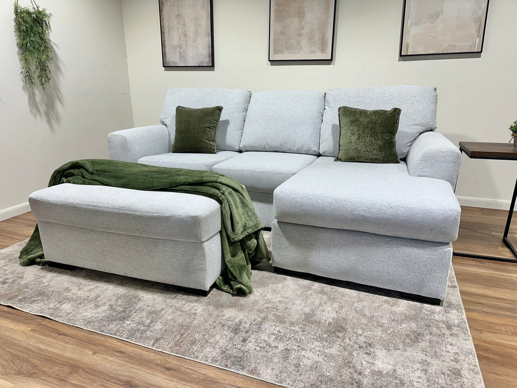 Gray Ashley Tasselton Reversible Sectional w/ Ottoman