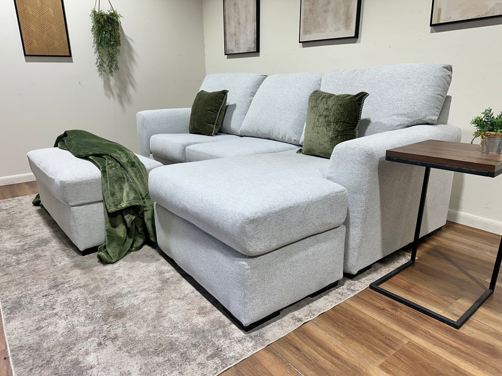 Gray Ashley Tasselton Reversible Sectional w/ Ottoman