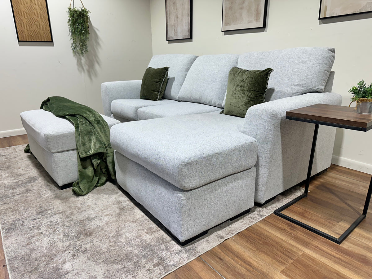 Gray Ashley Tasselton Reversible Sectional w/ Ottoman