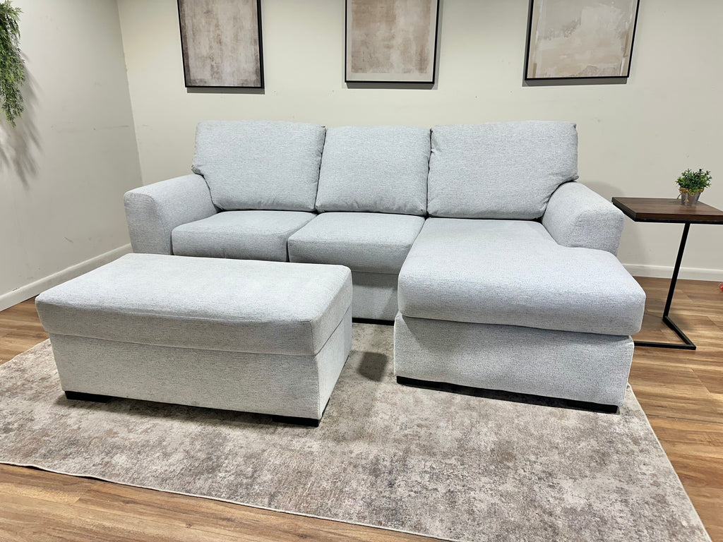 Gray Ashley Tasselton Reversible Sectional w/ Ottoman