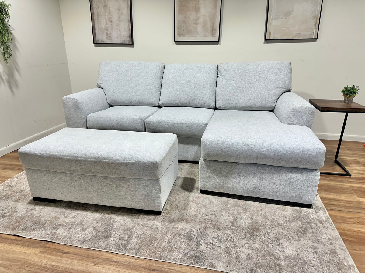 Gray Ashley Tasselton Reversible Sectional w/ Ottoman