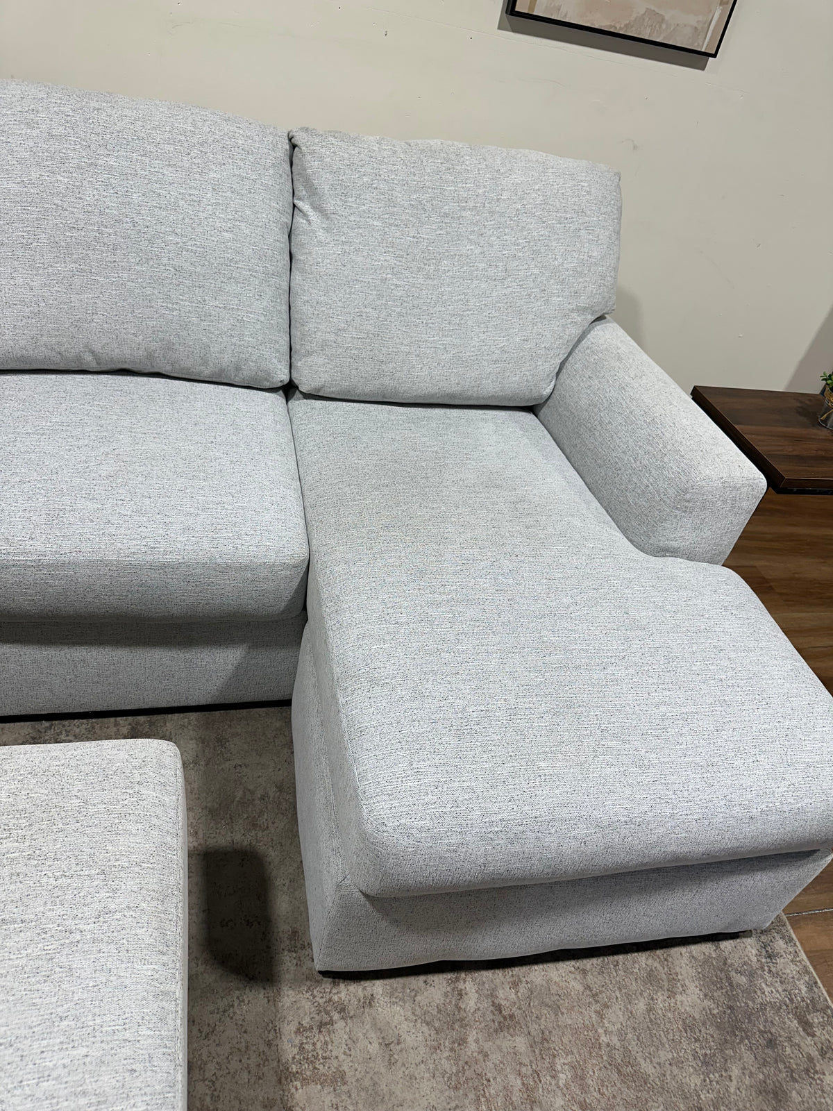 Gray Ashley Tasselton Reversible Sectional w/ Ottoman