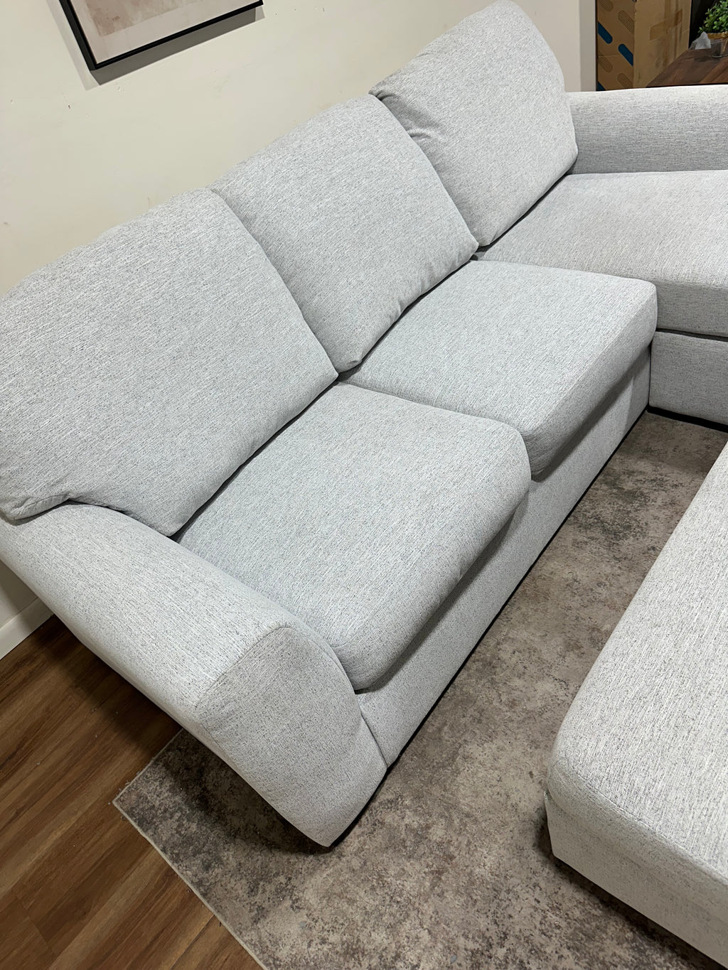 Gray Ashley Tasselton Reversible Sectional w/ Ottoman