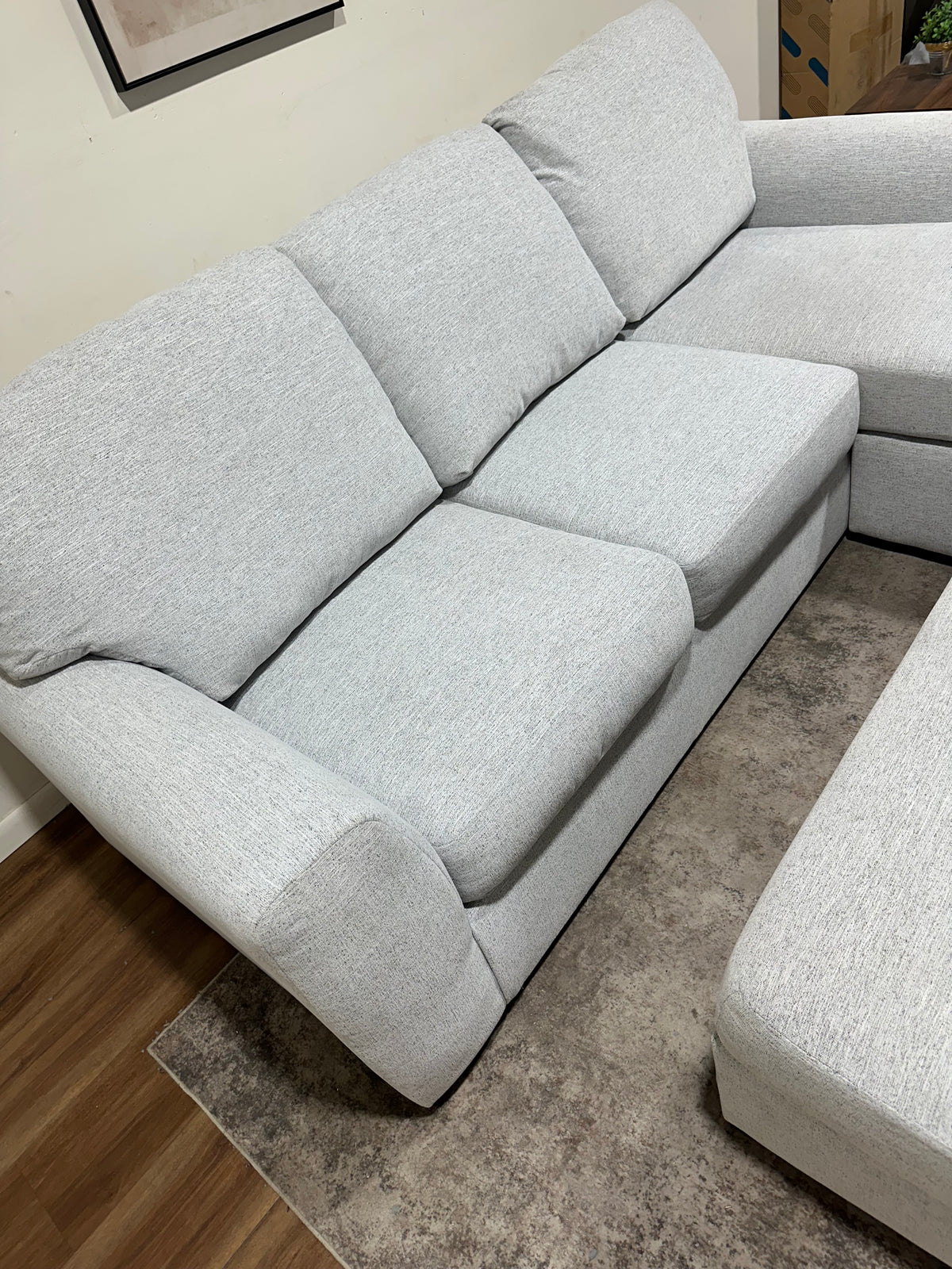 Gray Ashley Tasselton Reversible Sectional w/ Ottoman