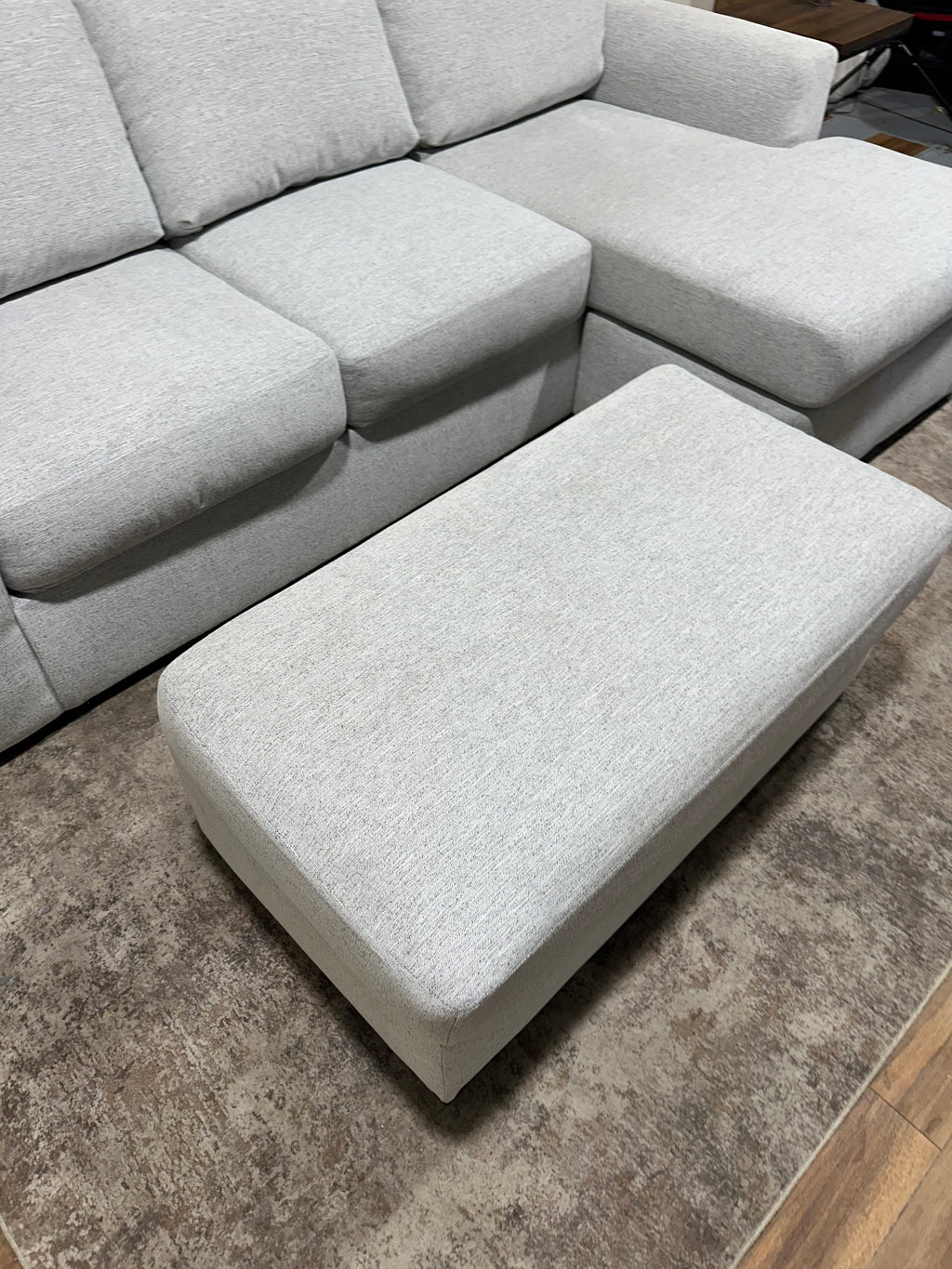 Gray Ashley Tasselton Reversible Sectional w/ Ottoman
