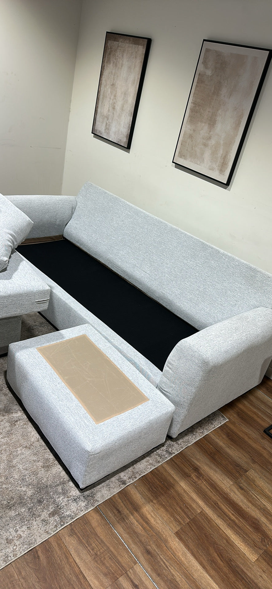 Gray Ashley Tasselton Reversible Sectional w/ Ottoman